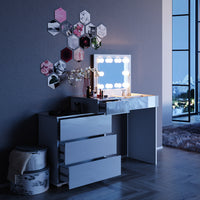 Vicco Tavolo da toeletta Bianco 117.4 cm con illuminazione a LED