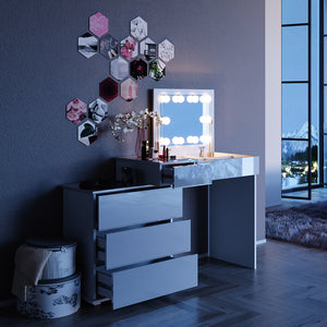 Vicco Tavolo da toeletta Bianco 117.4 cm con illuminazione a LED