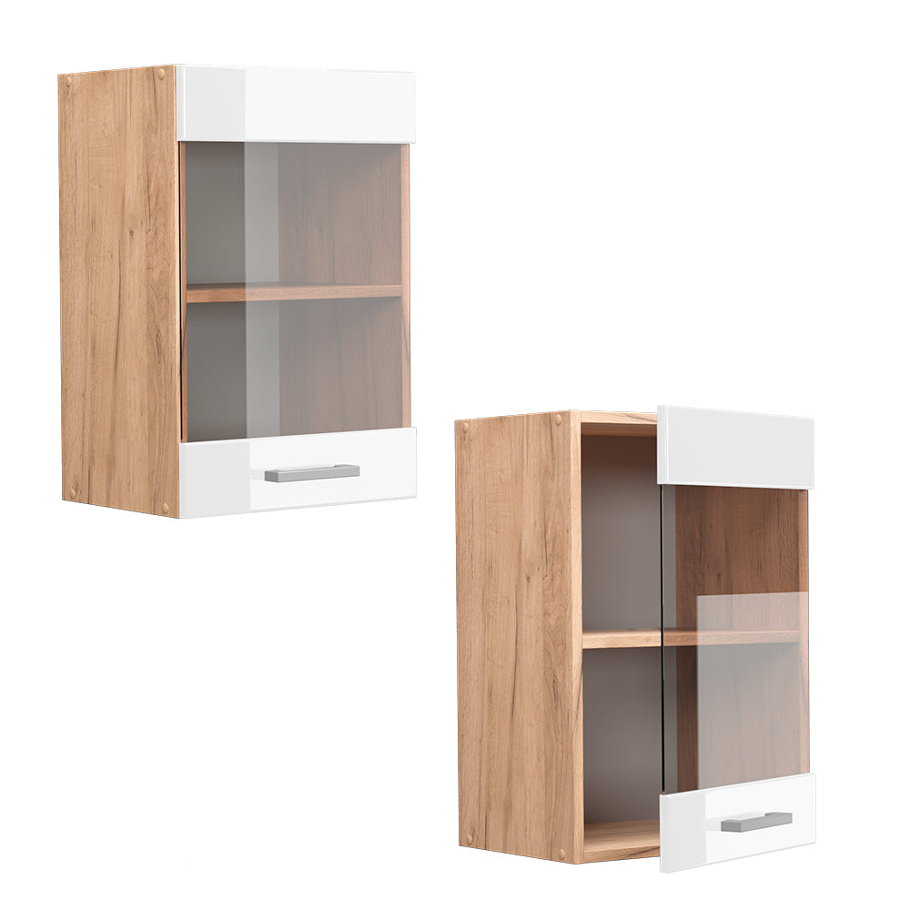 Vicco Mobile da cucina in vetro Bianco lucido 40 cm