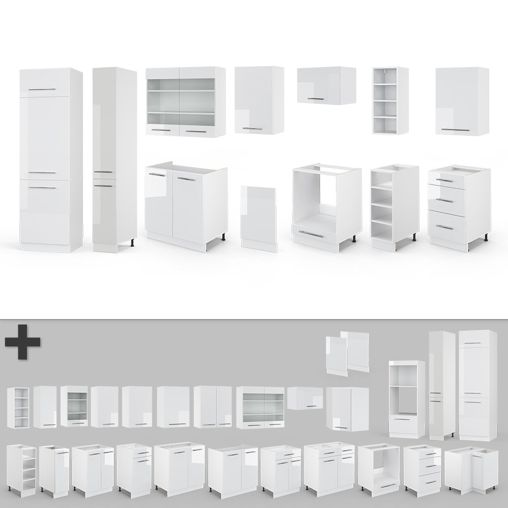 Vicco Cucina componibile Bianco lucido/bianco 355 cm , PL Rovere