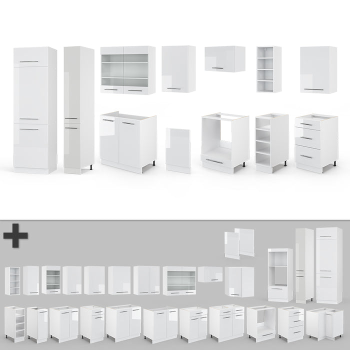 Vicco Cucina componibile Bianco lucido/bianco 355 cm , PL Rovere