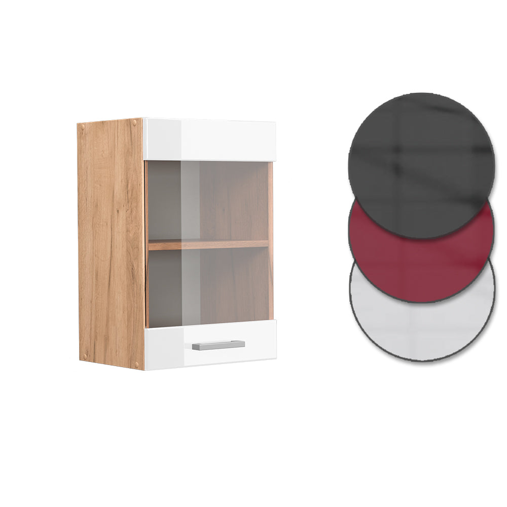 Vicco Mobile da cucina in vetro Bianco lucido 40 cm