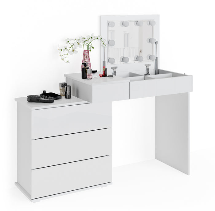 Vicco Tavolo da toeletta Bianco 117.4 cm con illuminazione a LED