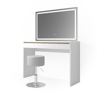 Vicco Tavolo da toeletta Bianco 120 cm con specchio e sgabello a LED
