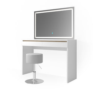 Vicco Tavolo da toeletta Bianco 120 cm con specchio e sgabello a LED