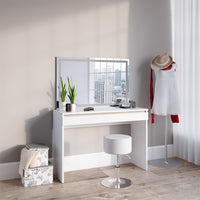 Vicco Tavolo da toeletta Bianco 120 cm con specchio e sgabello a LED