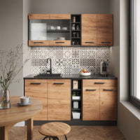 Vicco Cucina completa Quercia dorata/antracite 160 cm senza piano di lavoro