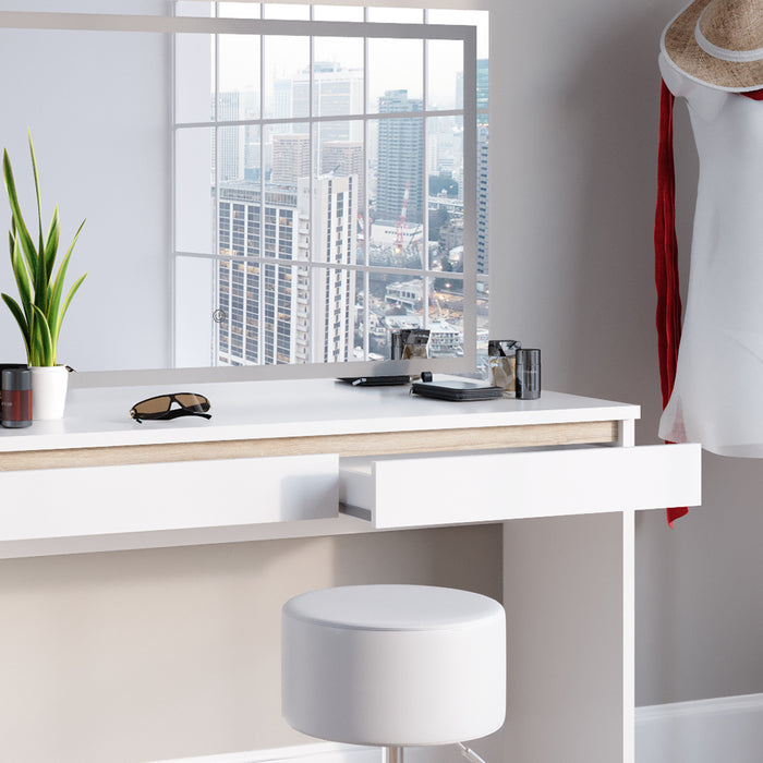 Vicco Tavolo da toeletta Bianco 120 cm con specchio e sgabello a LED