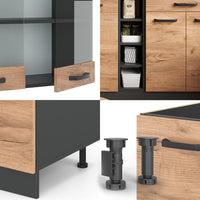 Vicco Cucina completa Quercia dorata/antracite 160 cm , PL Marmo