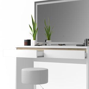 Vicco Tavolo da toeletta Bianco 120 cm con specchio e sgabello a LED
