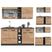 Vicco Cucina completa Quercia dorata/antracite 160 cm , PL Rovere