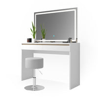 Vicco Tavolo da toeletta Bianco 120 cm con specchio e sgabello a LED