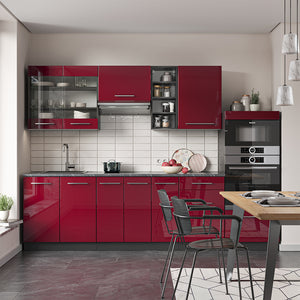 Vicco Cucina componibile Bordeaux lucido/antracite 280 cm , PL Marmo