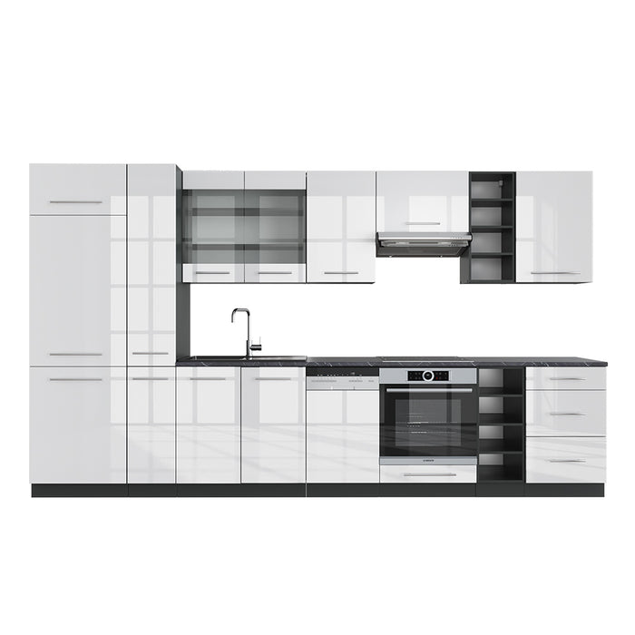 Vicco Cucina componibile Bianco lucido/antracite 355 cm , PL Antracite