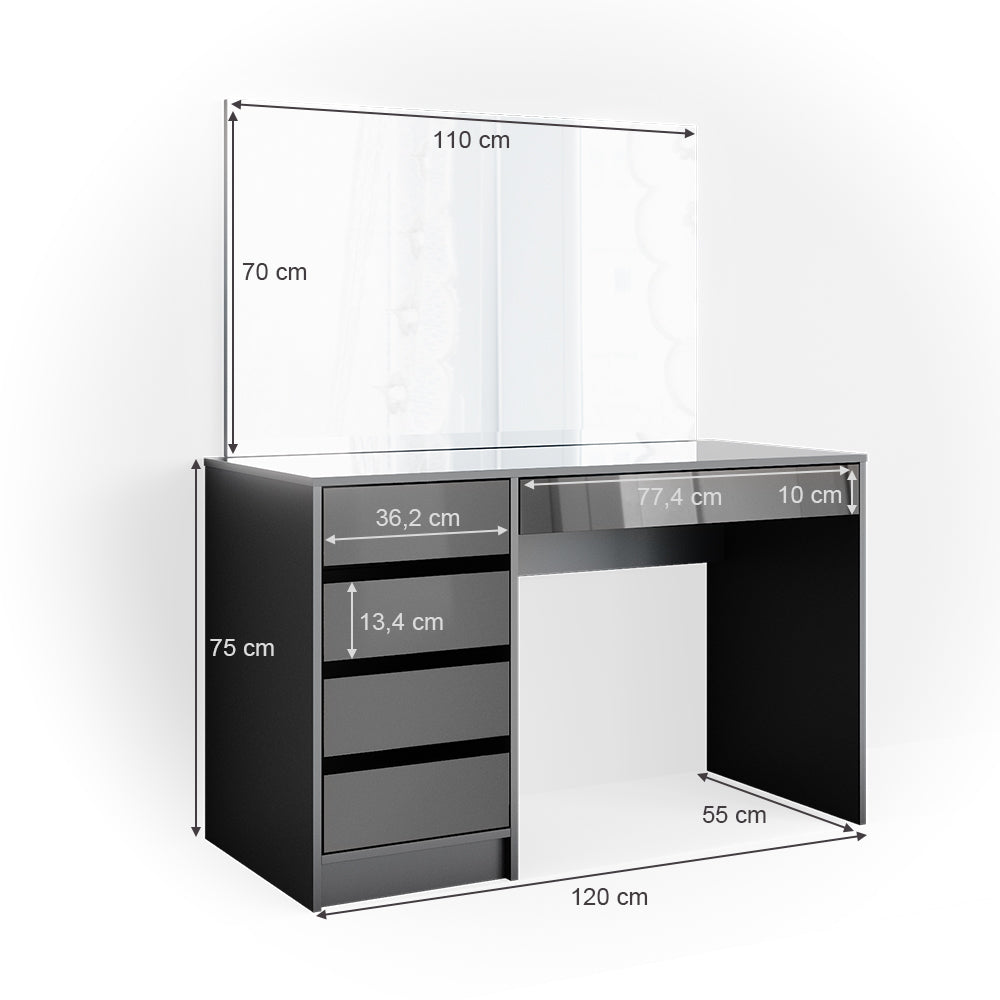 Vicco Tavolo da toeletta Antracite 55 cm