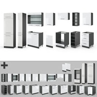 Vicco Cucina componibile Bianco lucido/antracite 355 cm , PL Antracite