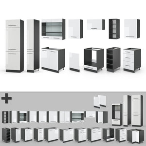 Vicco Cucina componibile Bianco lucido/antracite 355 cm , PL Antracite