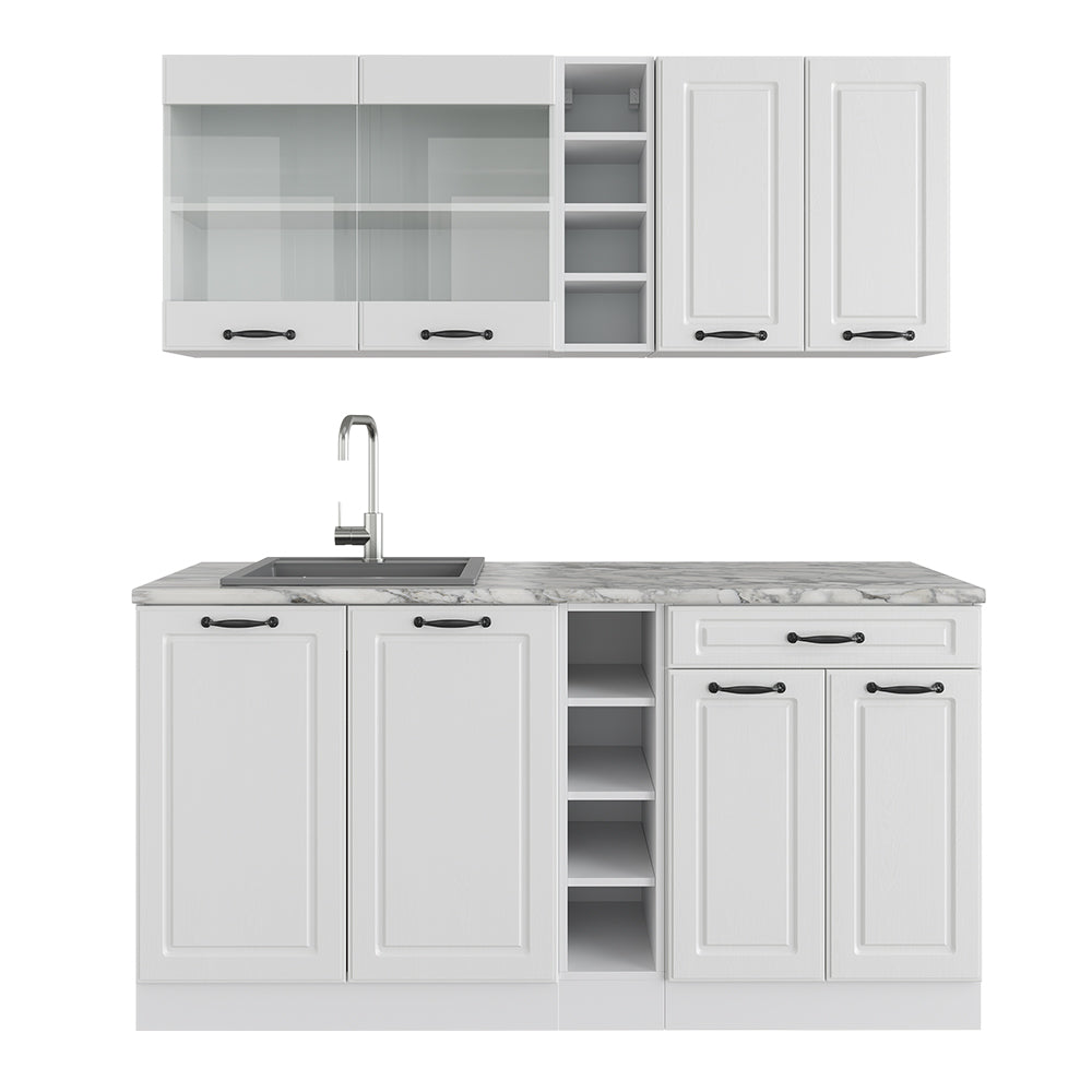 Vicco Cucina completa Casa di campagna bianca/bianco 160 cm , PL Marmo