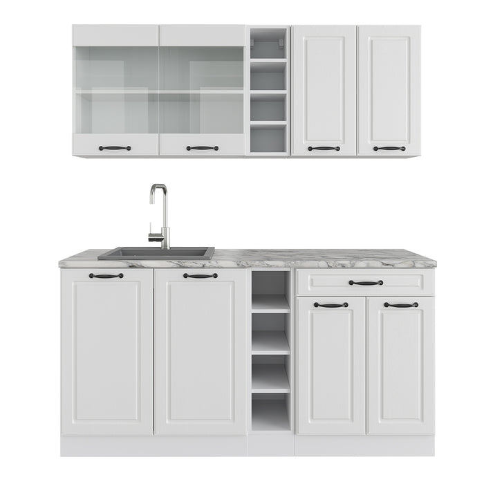 Vicco Cucina completa Casa di campagna bianca/bianco 160 cm , PL Marmo