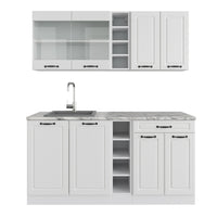 Vicco Cucina completa Casa di campagna bianca/bianco 160 cm senza piano di lavoro
