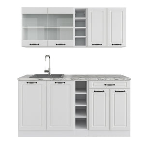 Vicco Cucina completa Casa di campagna bianca/bianco 160 cm senza piano di lavoro