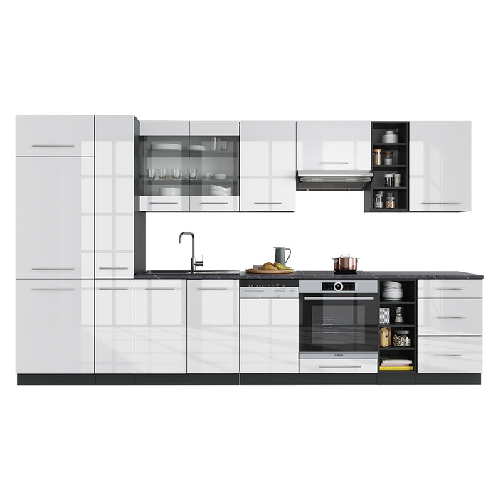 Vicco Cucina componibile Bianco lucido/antracite 355 cm , PL Antracite