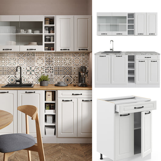 Vicco Cucina completa Casa di campagna bianca/bianco 160 cm , PL Antracite