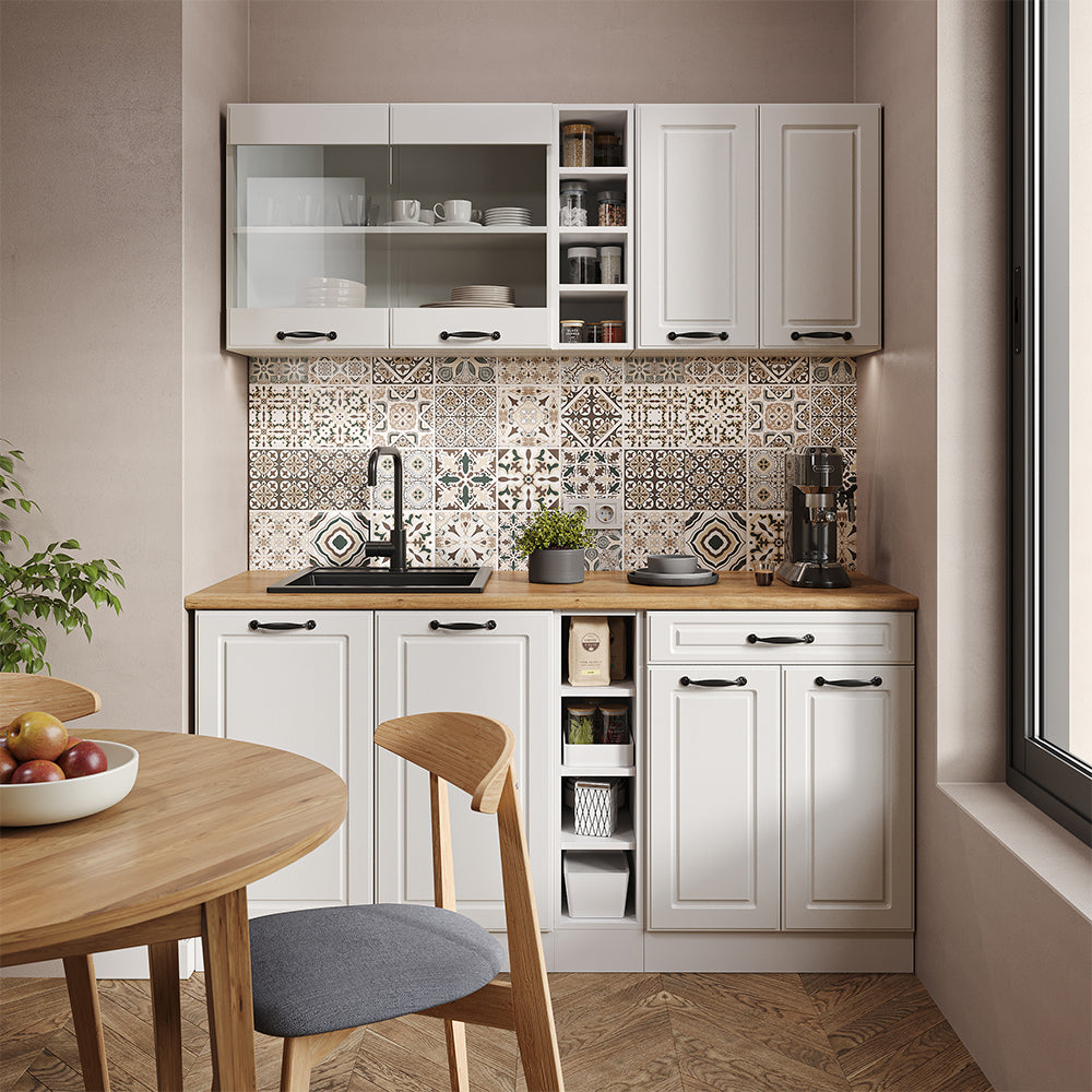 Vicco Cucina completa Casa di campagna bianca/bianco 160 cm , PL Rovere