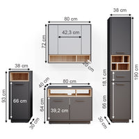 Vicco Set mobili bagno Antracite 4 parti