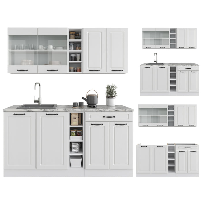 Vicco Cucina completa Casa di campagna bianca/bianco 160 cm , PL Marmo