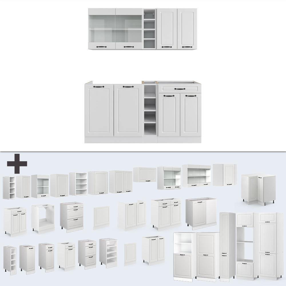 Vicco Cucina completa Casa di campagna bianca/bianco 160 cm , PL Antracite