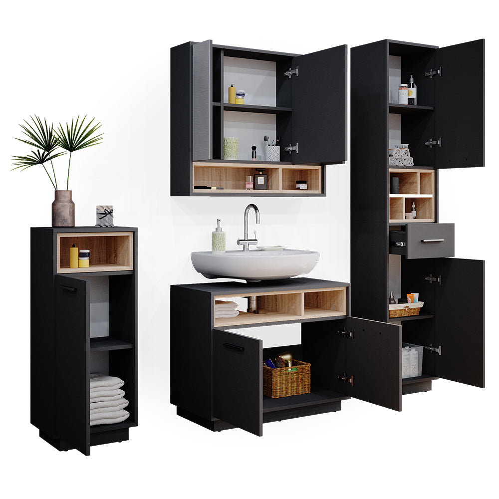 Vicco Set mobili bagno Antracite 4 parti