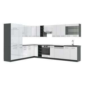 Vicco Cucina angolare completa Bianco lucido/antracite 347 x 257 cm , PT Antracite
