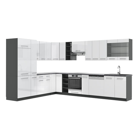 Vicco Cucina angolare completa Bianco lucido/antracite 347 x 257 cm , PT Antracite