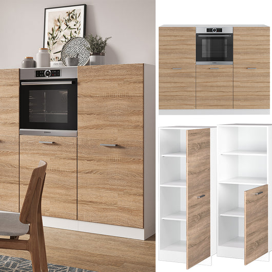 Vicco Cucine componibili piccole Sonoma/Bianco 180 cm senza piano di lavoro