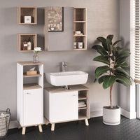 Vicco Set mobili bagno Bianco 4 parti, con armadio midi