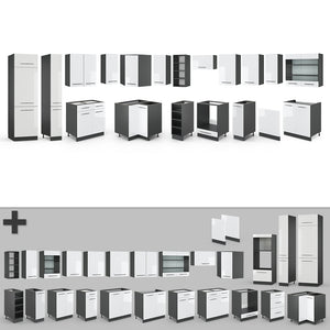 Vicco Cucina angolare completa Bianco lucido/antracite 347 x 257 cm , PL Rovere