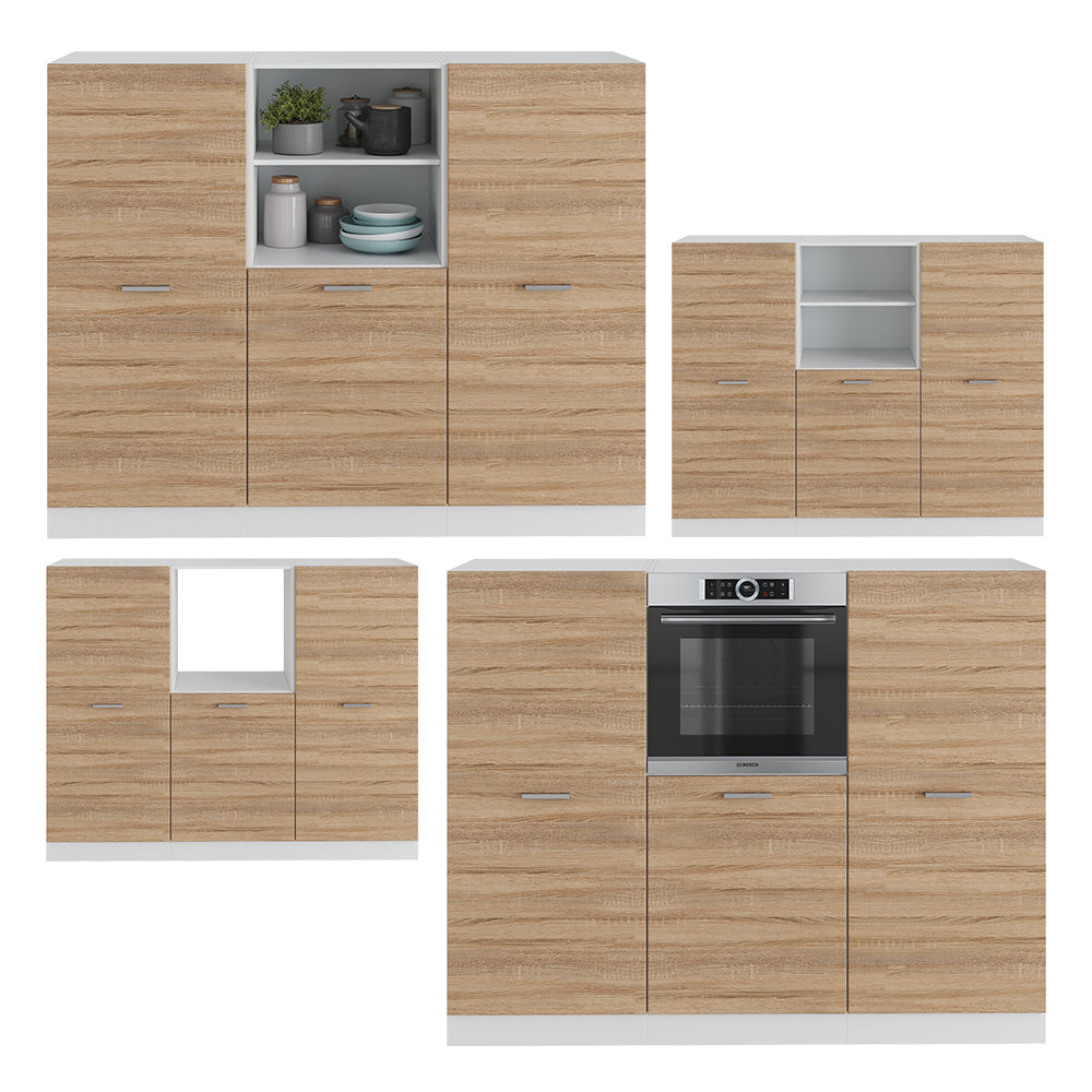 Vicco Cucine componibili piccole Sonoma/Bianco 180 cm senza piano di lavoro