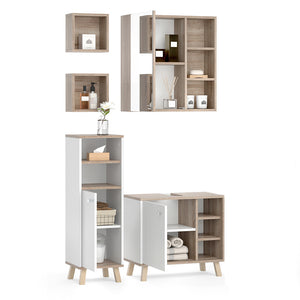 Vicco Set mobili bagno Bianco 4 parti, con armadio midi