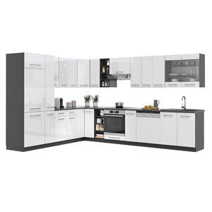 Vicco Cucina angolare completa Bianco lucido/antracite 347 x 257 cm , PT Antracite