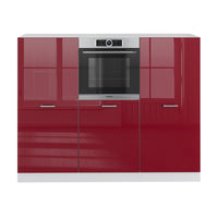Vicco Cucine componibili piccole Rosso lucido/bianco 180 cm senza piano di lavoro