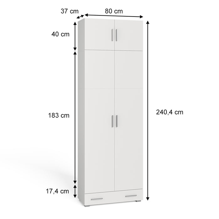 Vicco Scaffale per file Bianco 80 x 182.4 cm con estensione dell'armadio e cassetto