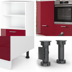 Vicco Cucine componibili piccole Rosso lucido/bianco 180 cm senza piano di lavoro