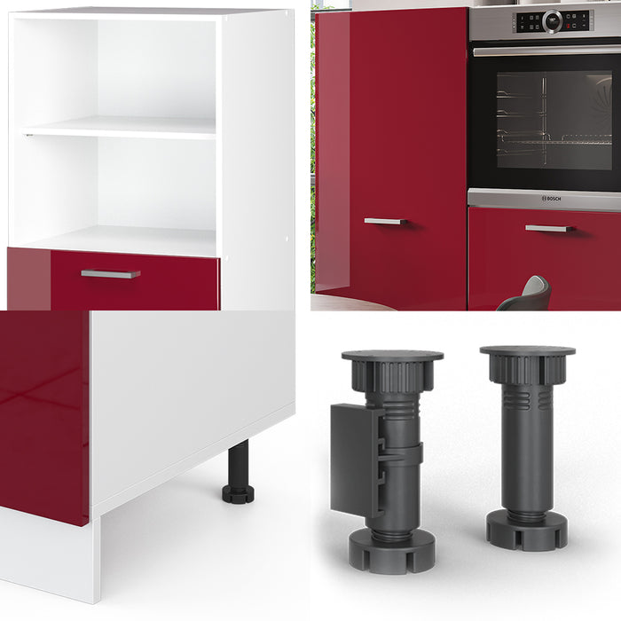 Vicco Cucine componibili piccole Rosso lucido/bianco 180 cm senza piano di lavoro