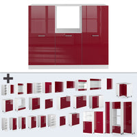 Vicco Cucine componibili piccole Rosso lucido/bianco 180 cm senza piano di lavoro