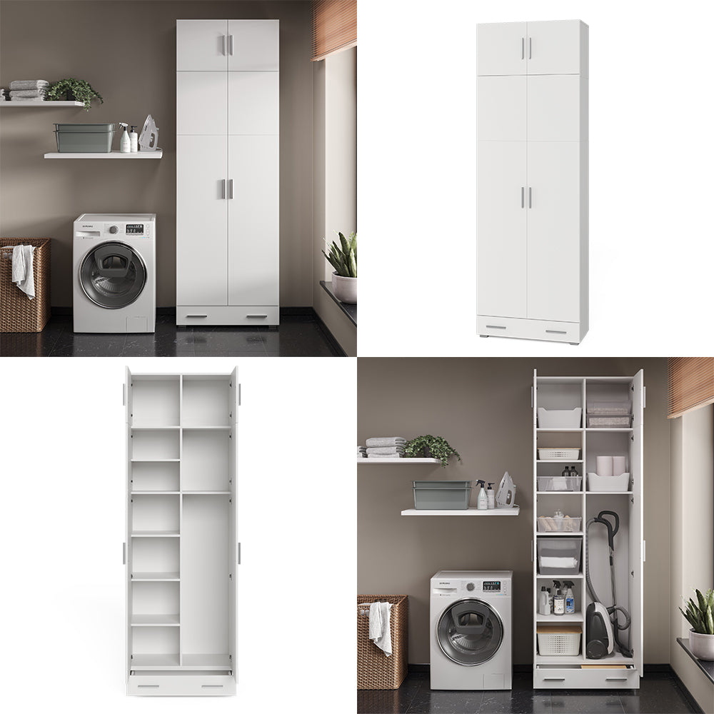 Vicco Scaffale per file Bianco 80 x 182.4 cm con estensione dell'armadio e cassetto