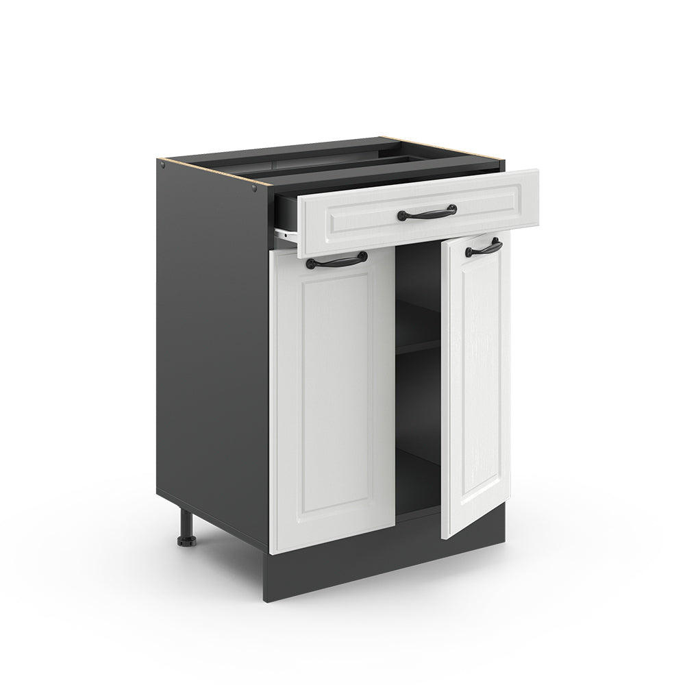 Vicco Mobiletto base per cucina Bianco casa di campagna 60 cm , PL Rovere