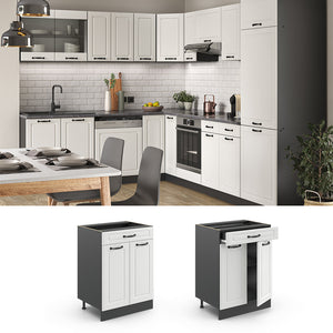 Vicco Mobiletto base per cucina Bianco casa di campagna 60 cm con cassetto, senza piano di lavoro
