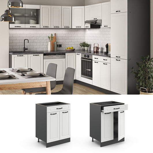 Vicco Mobiletto base per cucina Bianco casa di campagna 80 cm , PL Antracite