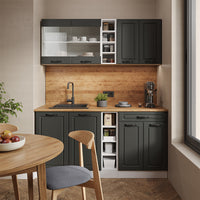 Vicco Cucina completa Antracite casa di campagna/bianco 160 cm , PL Rovere